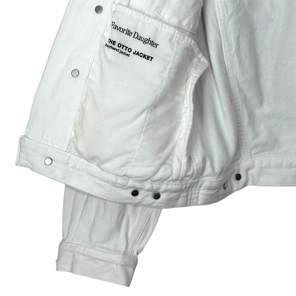 Anthropologie Favorite Daughter White Otto Boyfriend Jacket Rigid Denim size XS - Picture 10 of 16